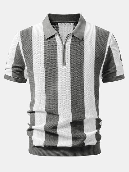 Polo de punto con cremallera a rayas