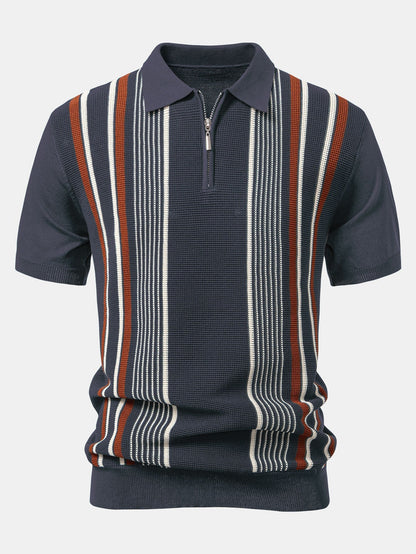 Conjunto polo rayas cremallera y lino