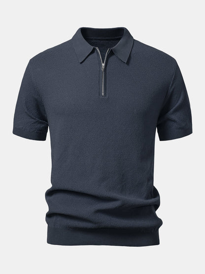 Polo de punto con cremallera texturizada