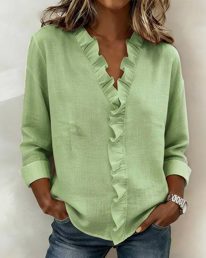 Beatriz - Blusa Fruncida con Escote en V