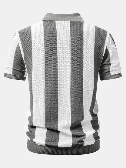 Polo de punto con cremallera a rayas