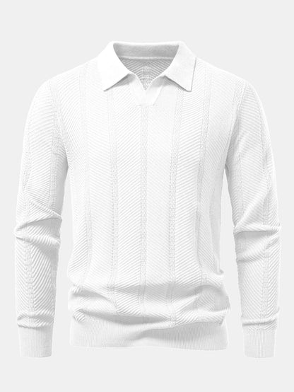 Polo de rayas cuello en V manga larga