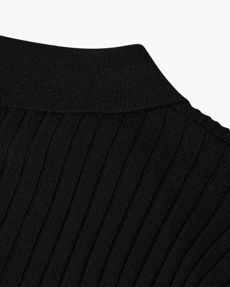 Polo casual cuello pico – Negro