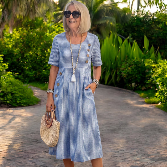 Julia | Demeter Vestido midi a rayas