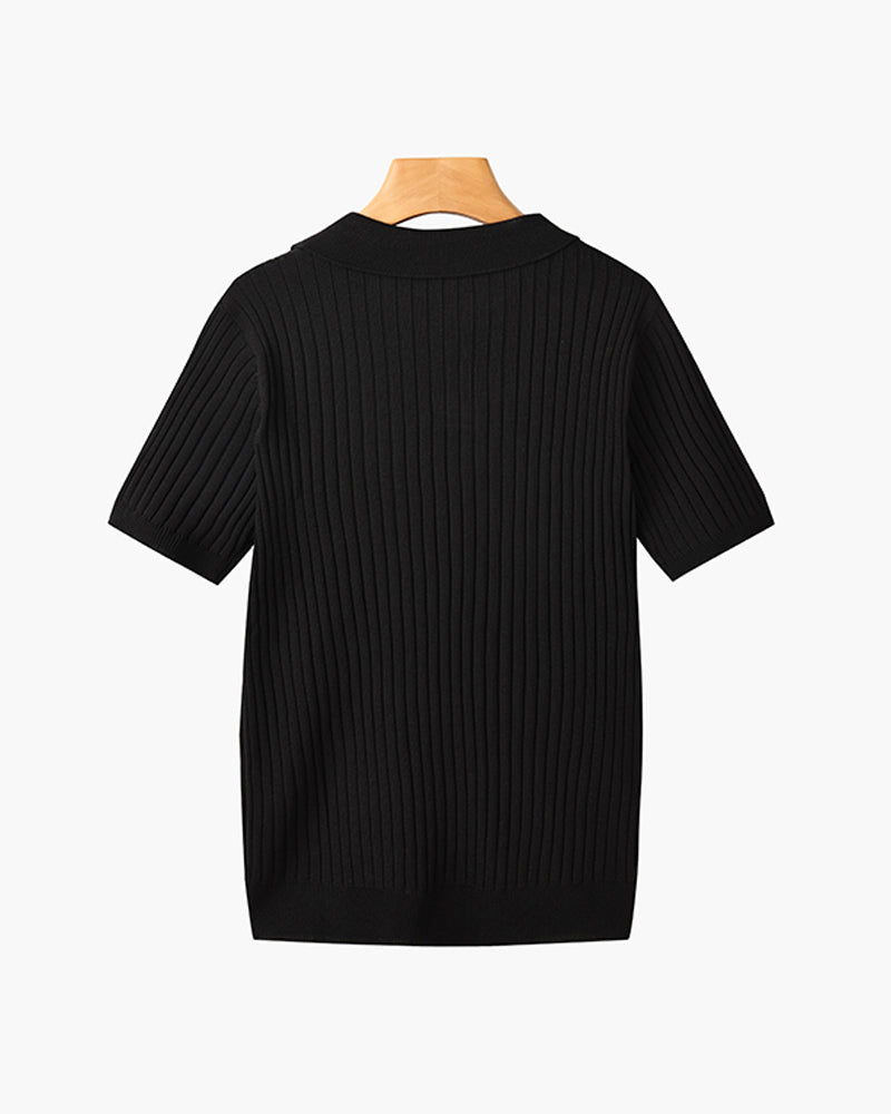 Polo casual cuello pico – Negro