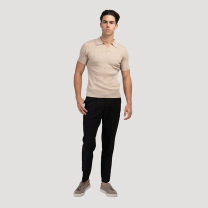 Polo casual cuello pico – Beige
