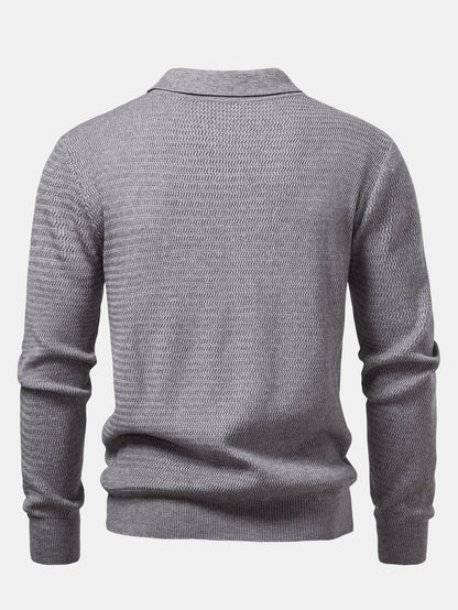 Polo jacquard de ondas manga larga