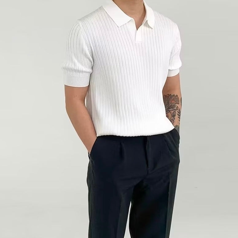 Polo casual cuello pico – Blanco