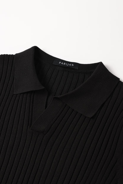 Polo casual cuello pico – Negro