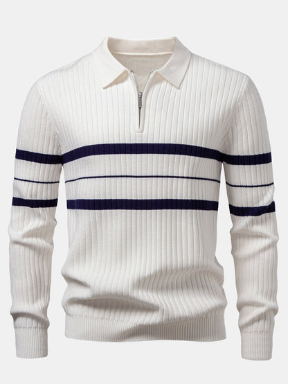 Polo de punto a rayas con cuello de canalé
