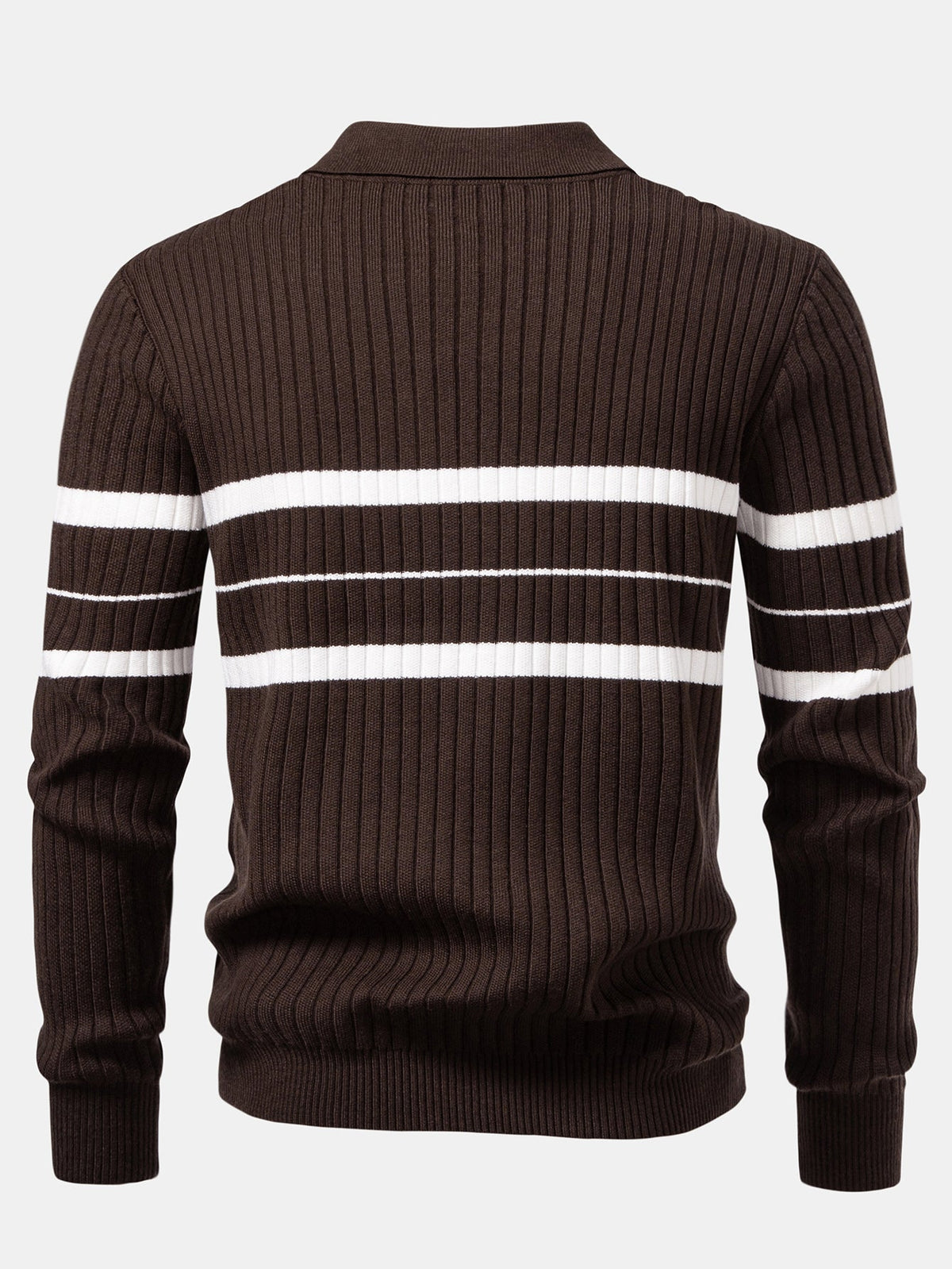 Polo de punto a rayas con cuello de canalé