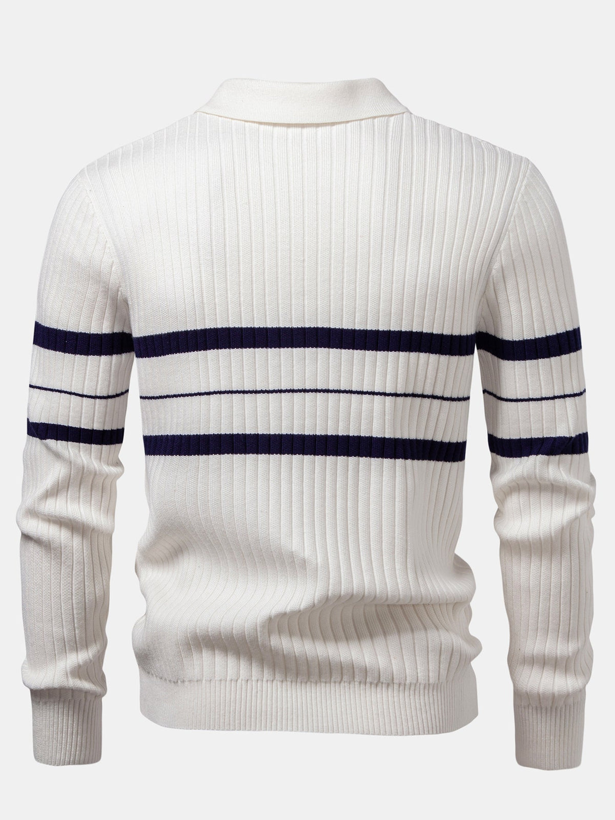 Polo de punto a rayas con cuello de canalé