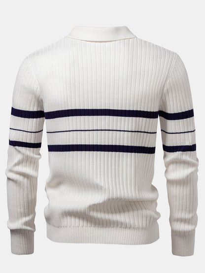 Polo de punto a rayas con cuello de canalé