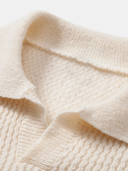 Polo jacquard de ondas cuello en V