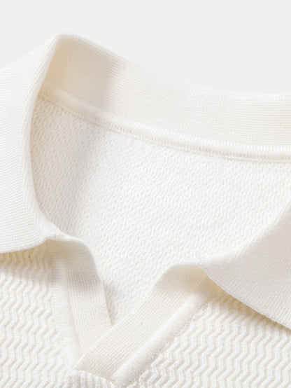 Polo jacquard de ondas manga larga