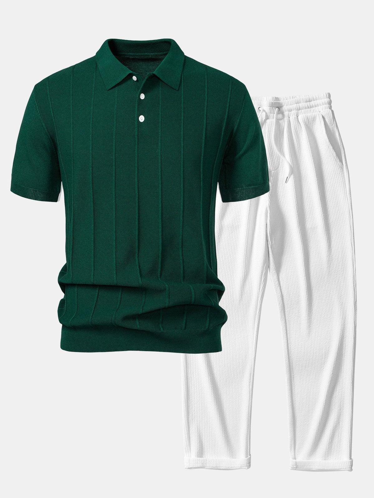 Conjunto polo jacquard y pantalón recto