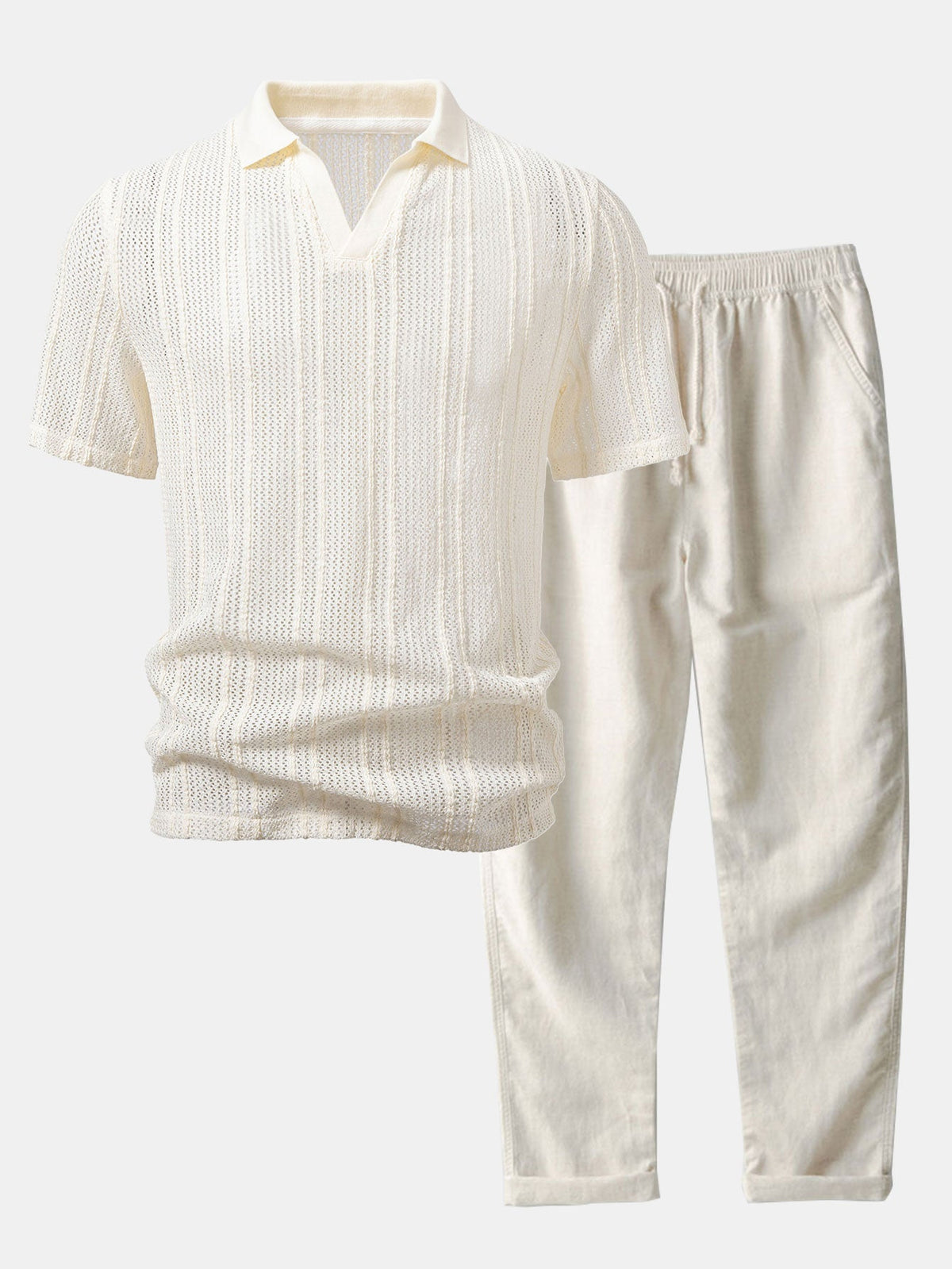 Conjunto polo rayas relax y lino