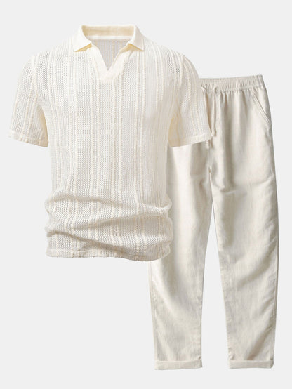Conjunto polo rayas relax y lino