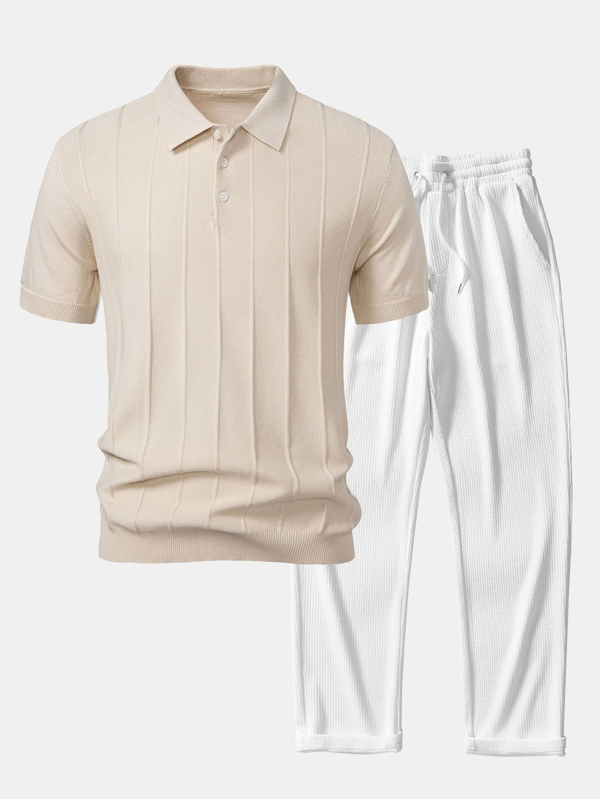 Conjunto polo jacquard y pantalón recto