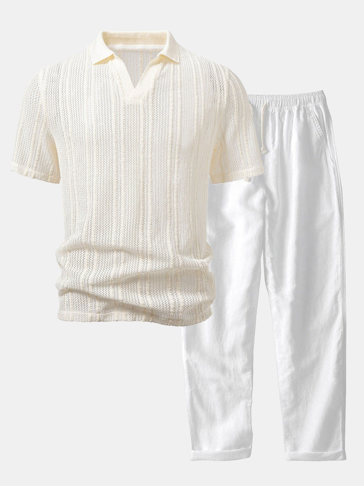 Conjunto polo rayas relax y lino