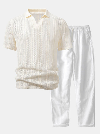 Conjunto polo rayas relax y lino