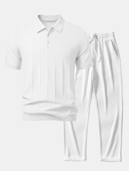 Conjunto polo jacquard y pantalón recto