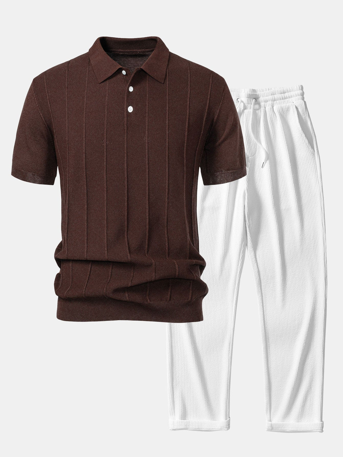 Conjunto polo jacquard y pantalón recto
