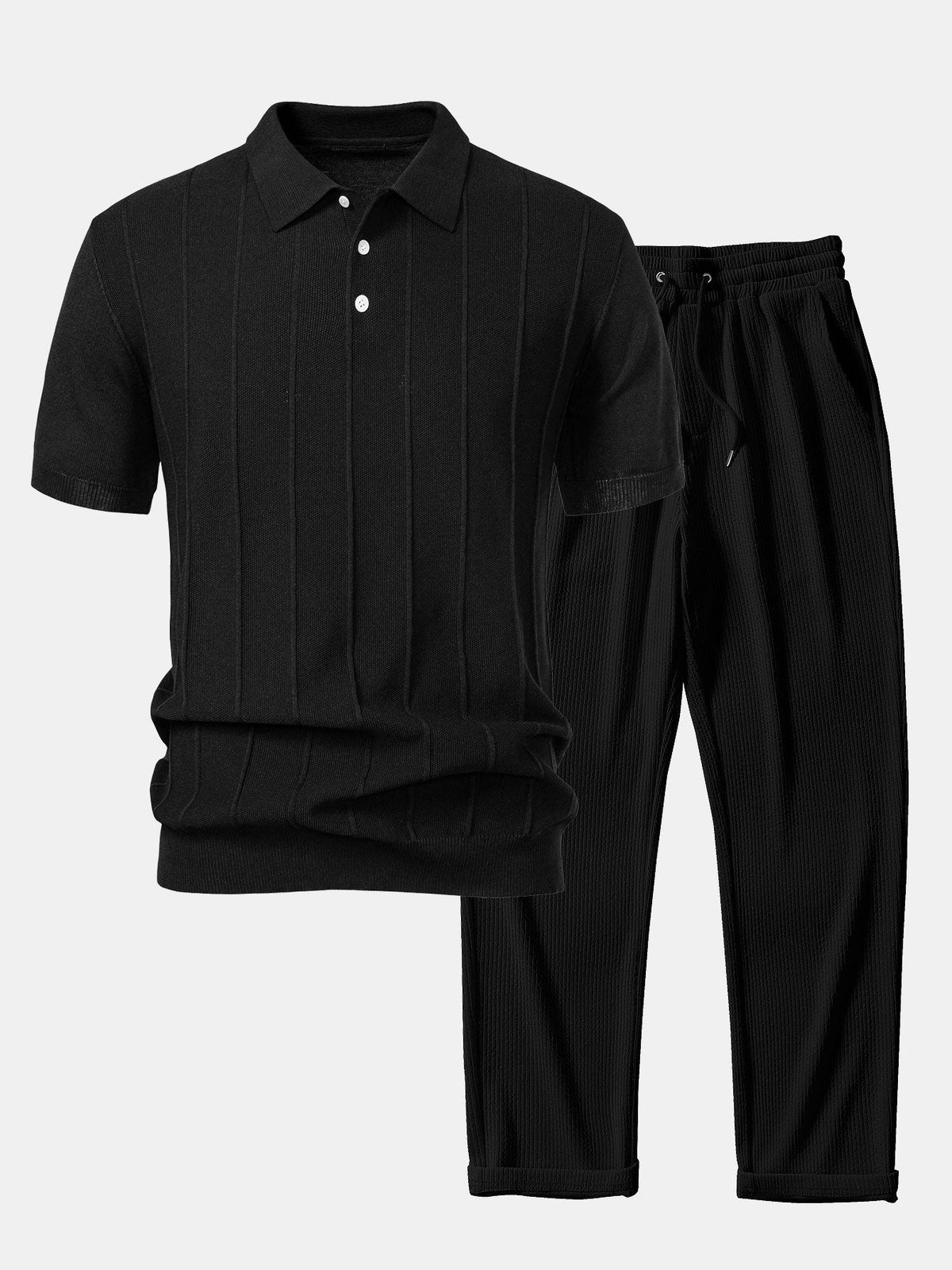 Conjunto polo jacquard y pantalón recto