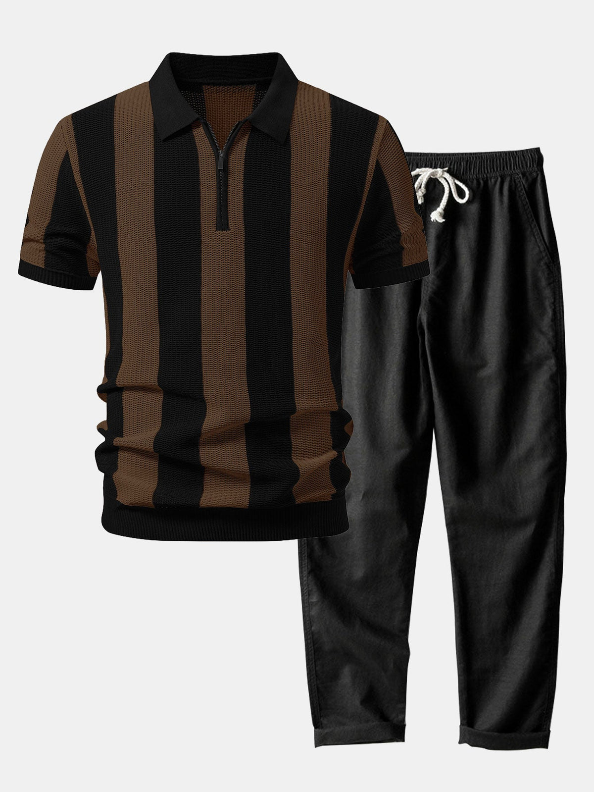 Conjunto polo calado cremallera y lino