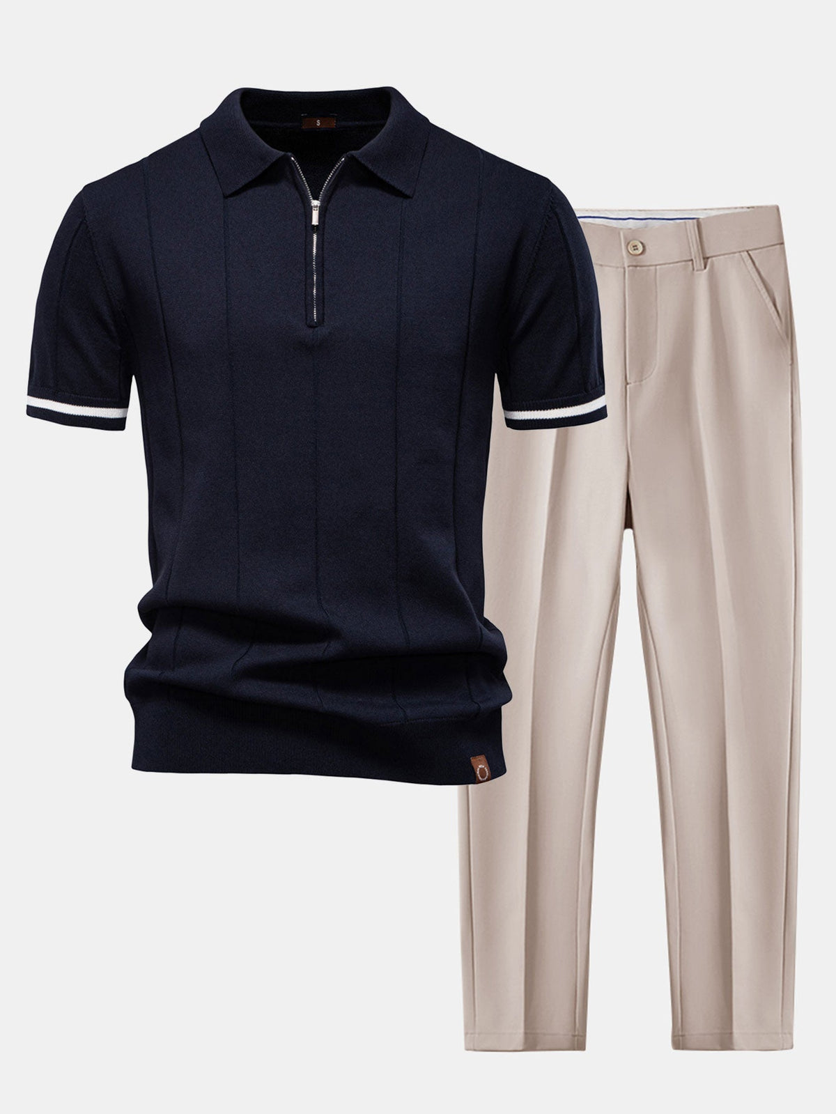 Conjunto polo con ribete y pantalón cónico