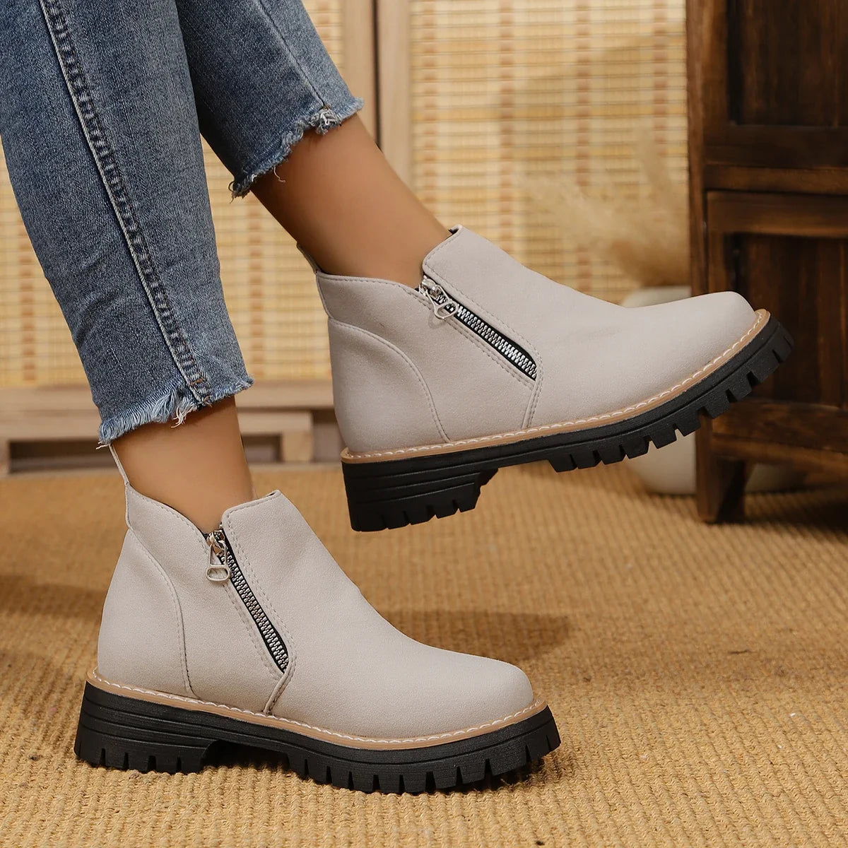 Frida: botines de plataforma con suela gruesa para otoño e invierno