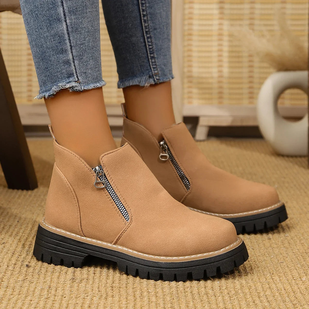 Frida: botines de plataforma con suela gruesa para otoño e invierno