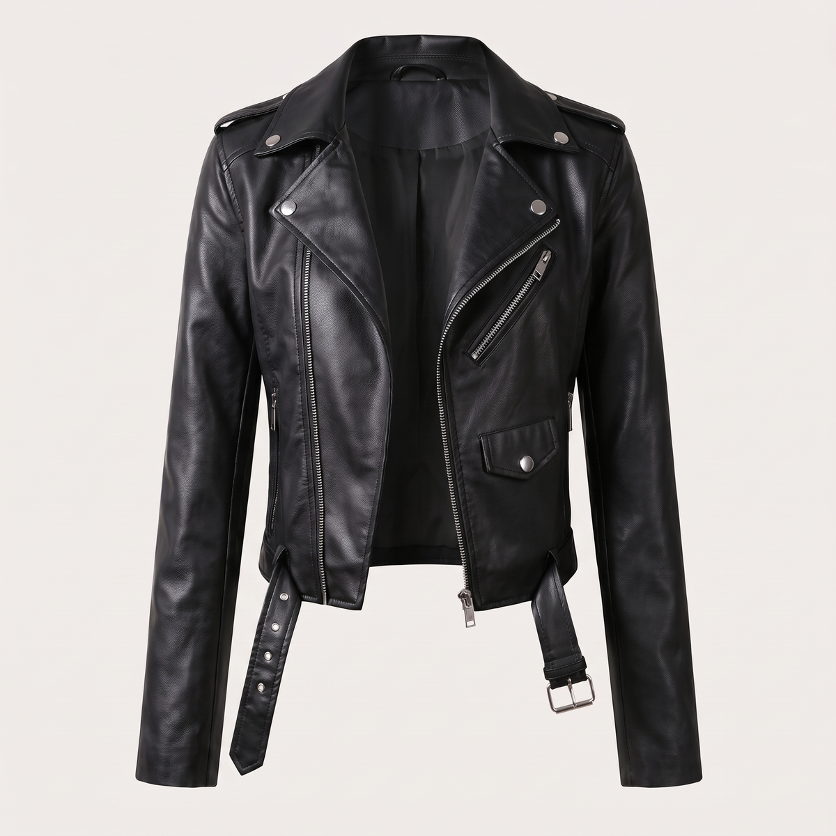 Lucilla | Chaqueta Biker Corta con Cinturón