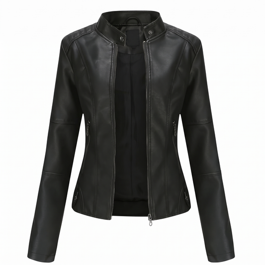 Miranda | Chaqueta Biker Slim con Cuello Mao y Cremallera