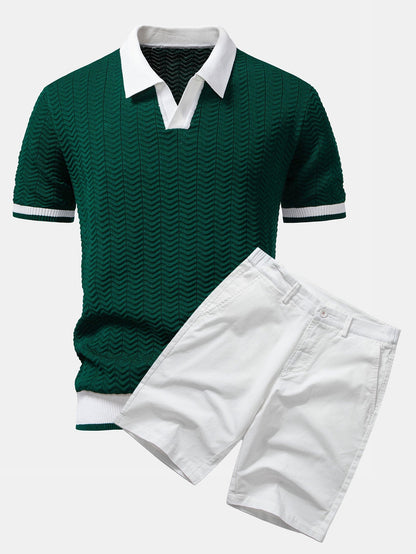Conjunto polo texturizado y short chino