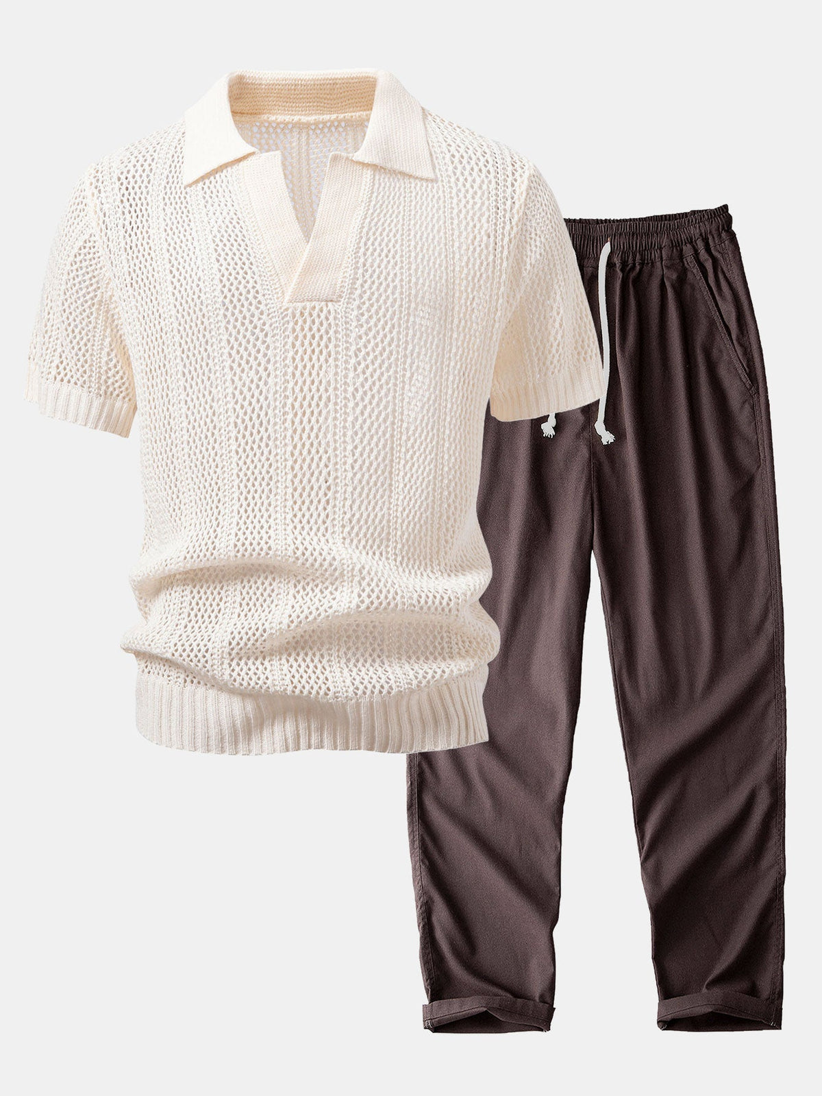 Conjunto polo crochet y pantalón de lino