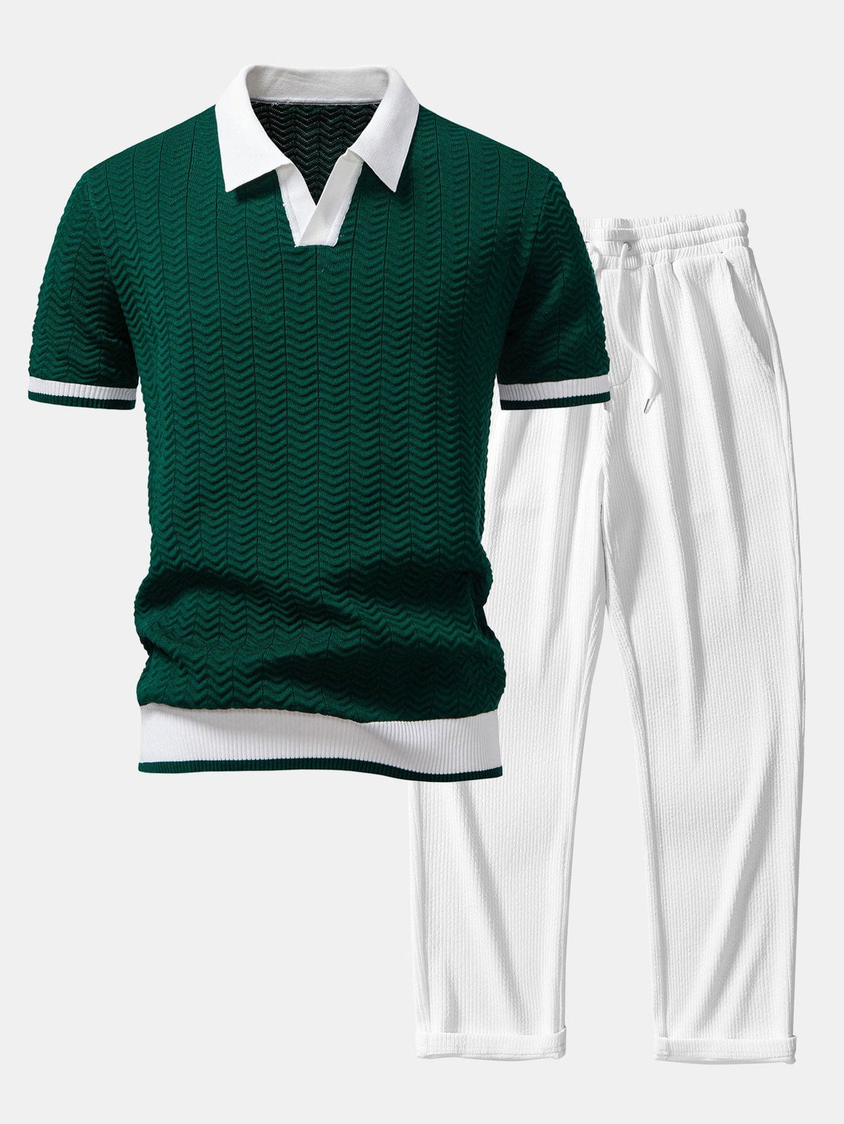 Conjunto polo texturizado y pantalón recto