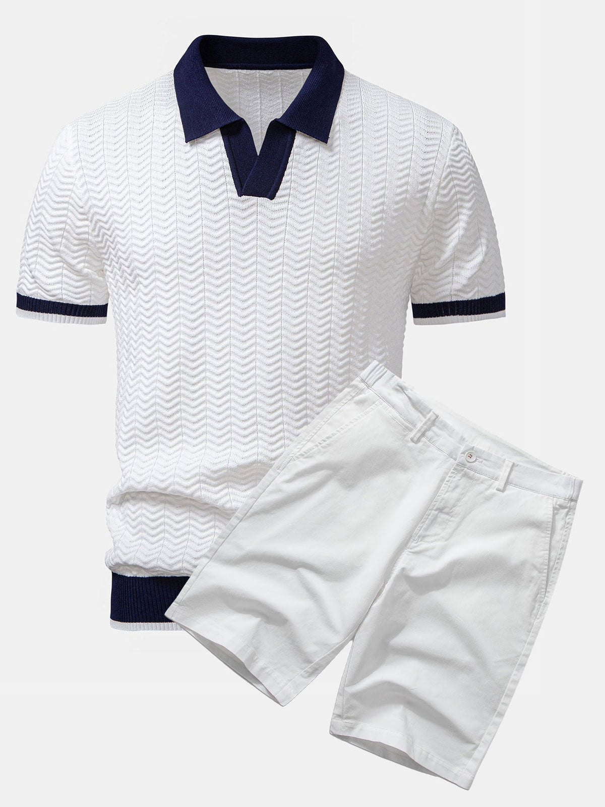 Conjunto polo texturizado y short chino