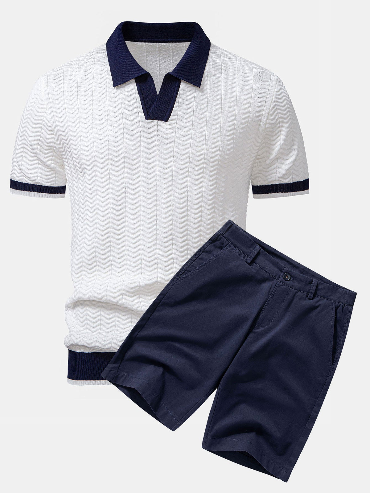 Conjunto polo texturizado y short chino