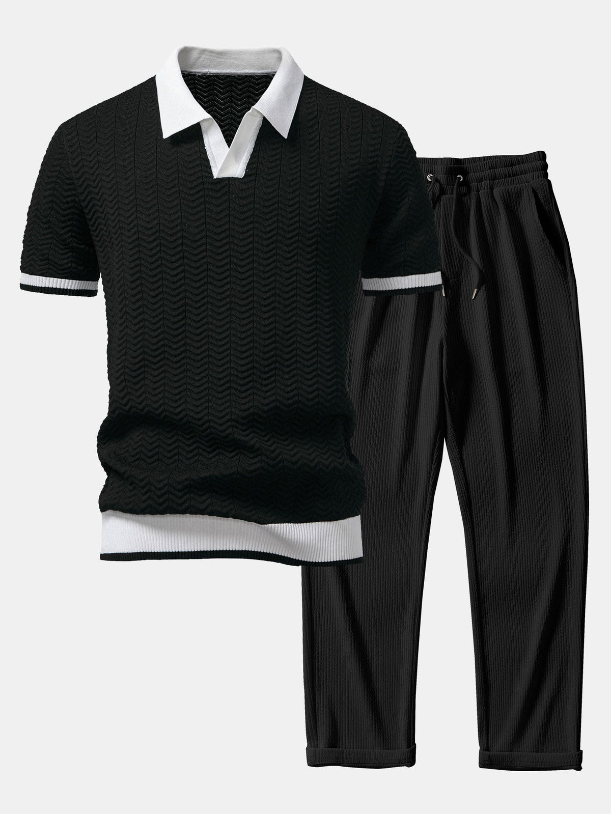 Conjunto polo texturizado y pantalón recto