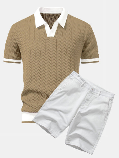 Conjunto polo texturizado y short chino
