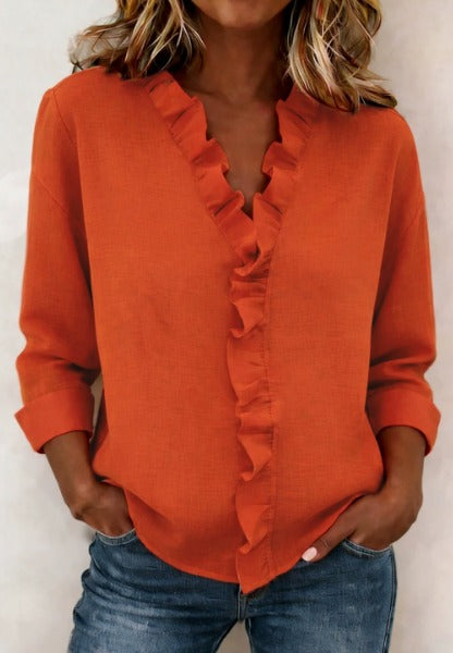 Beatriz - Blusa Fruncida con Escote en V