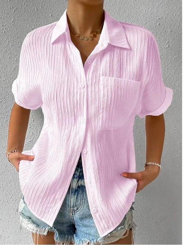 Novedad: 50 % DE DESCUENTO Camisa con cuello informal, abotonada y holgada