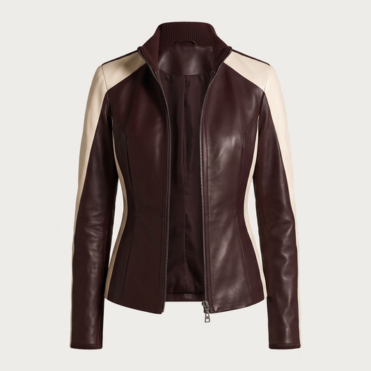 Marilena | Chaqueta Bicolor Ajustada con Cuello Mao