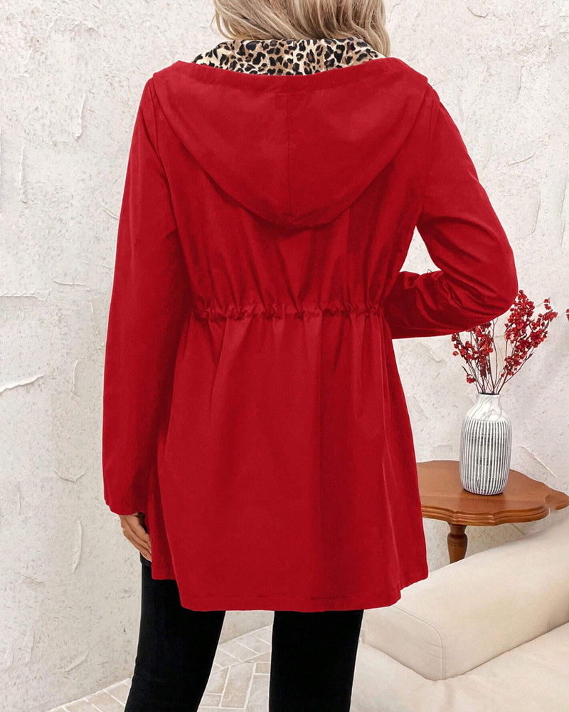 Abrigo reversible mujer con capucha – abrigo mujer estampado leopardo