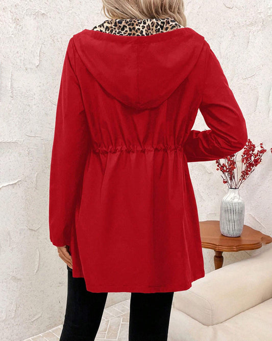 Abrigo reversible mujer con capucha – abrigo mujer estampado leopardo