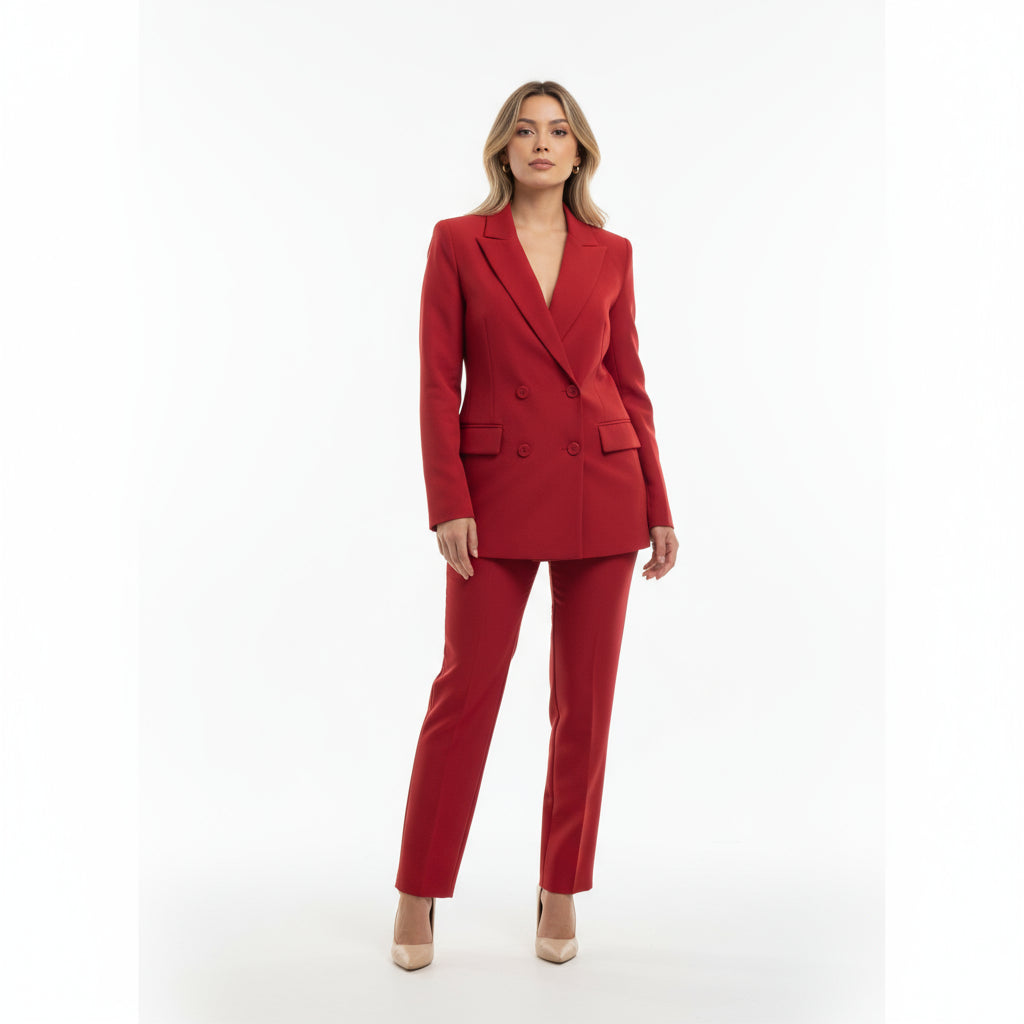Conjunto Elegante Mujer Blazer y Pantalón de Corte Recto