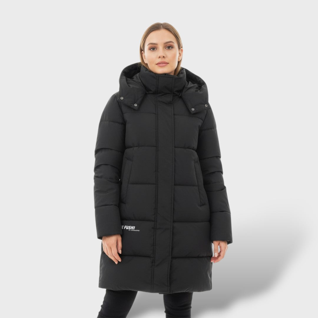 Abrigo Acolchado Mujer Largo con Capucha Elegant