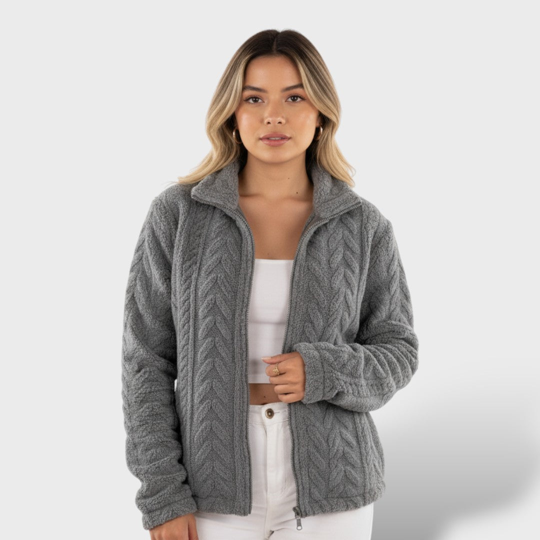 Chaqueta de Forro Polar con Cremallera y Cuello Alto