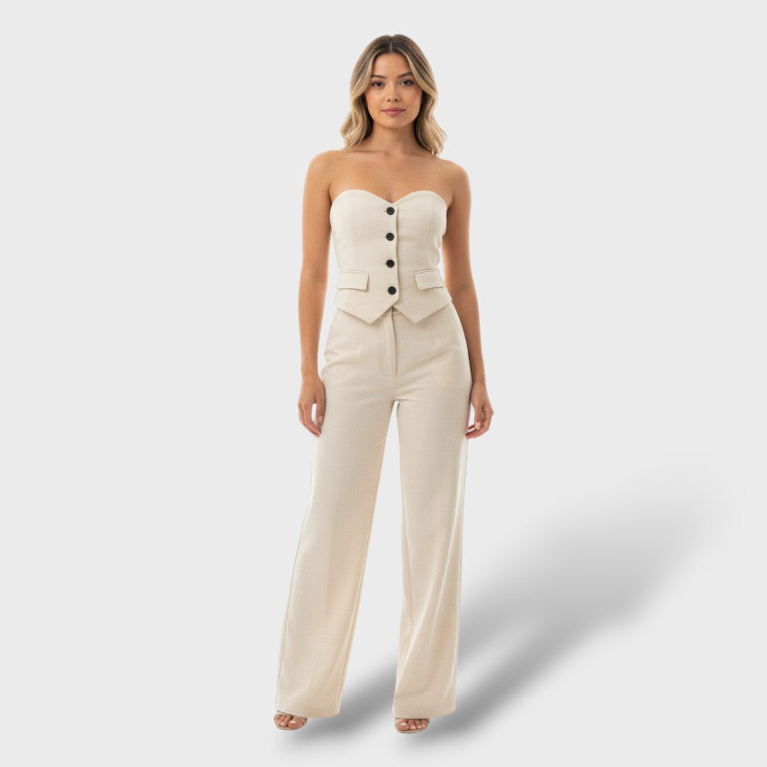 Conjunto top y pantalón ancho mujer